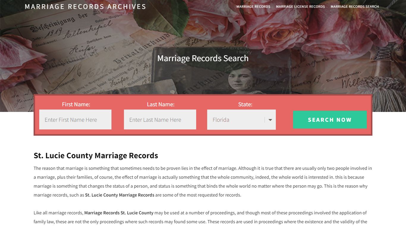 St. Lucie County Marriage Records| Enter Name and Search