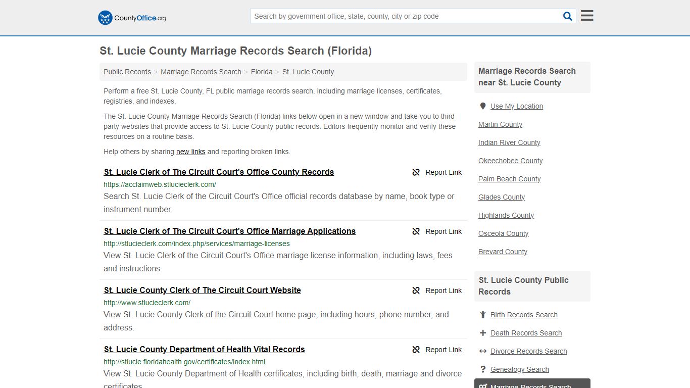 Marriage Records Search - St. Lucie County, FL (Marriage Licenses ...