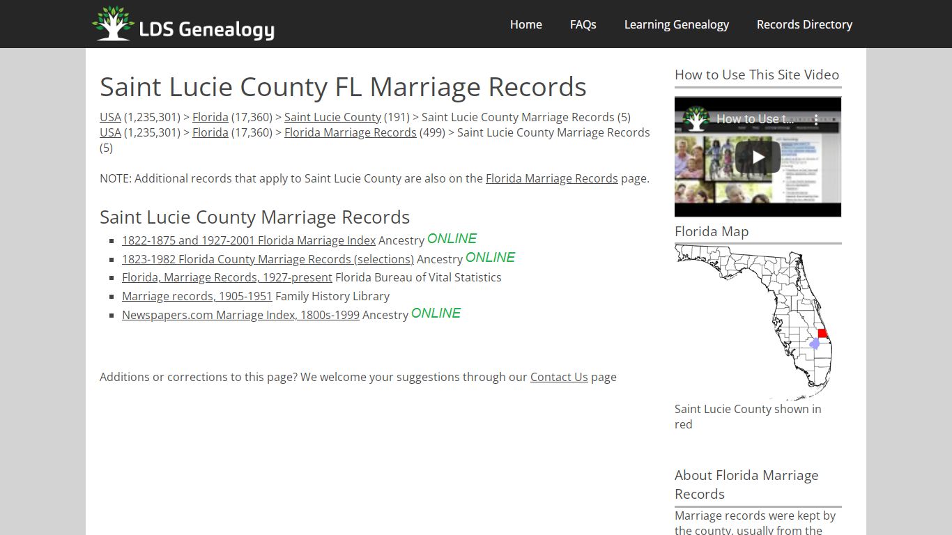 Saint Lucie County FL Marriage Records - ldsgenealogy.com